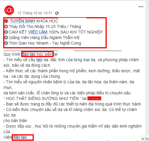 Facebook cấm đăng những từ liên quan lĩnh vực đào tạo, việc làm và cho thuê văn phòng