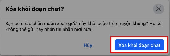 Sau đó, chọn "Xóa khỏi đoạn chat"