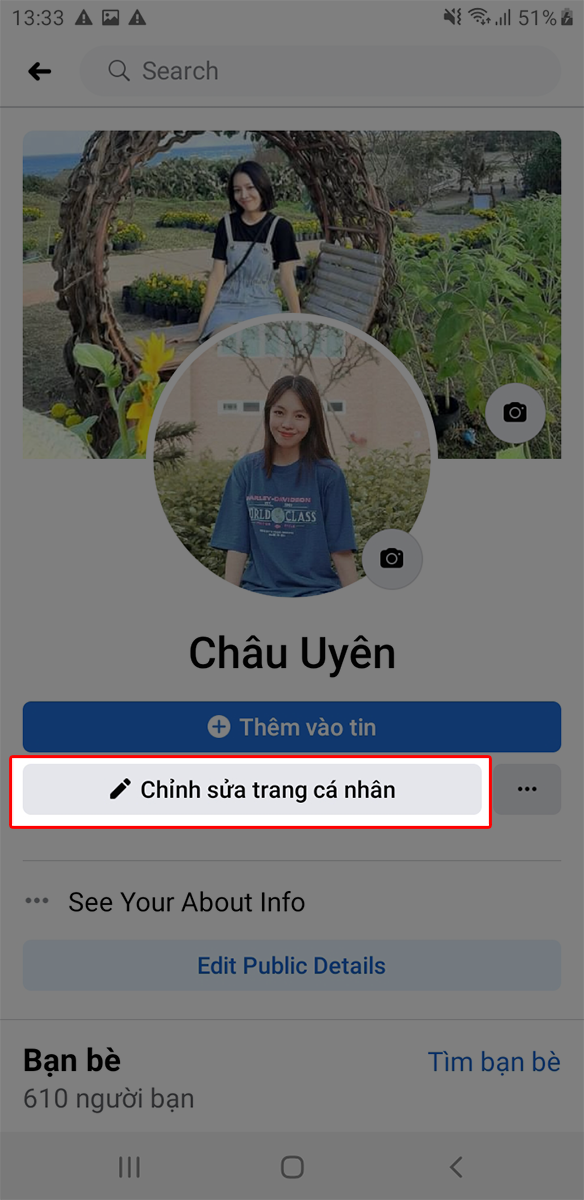 Chọn “Chỉnh sửa trang cá nhân”