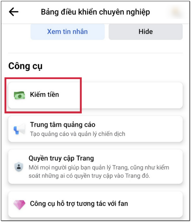 chọn Kiếm tiền